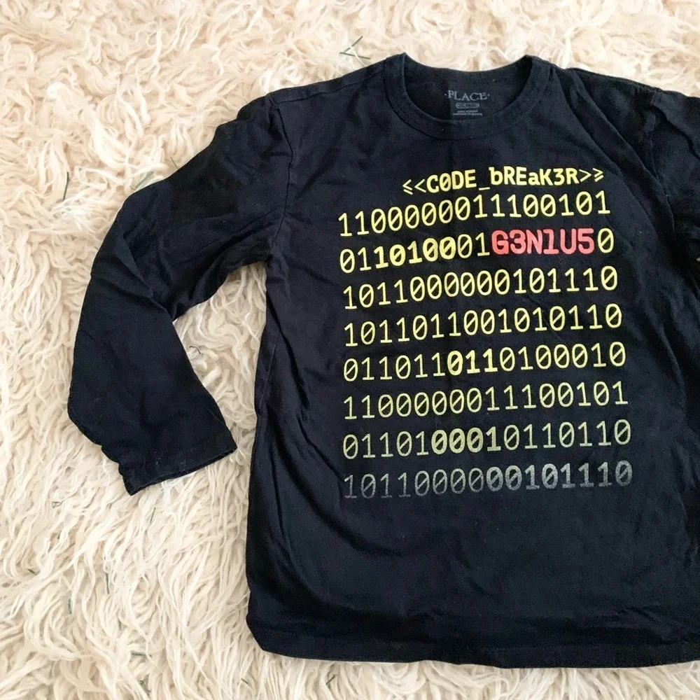 Children’s Place | Long Sleeve Top Black Shirt Coding Yellow Genius Red